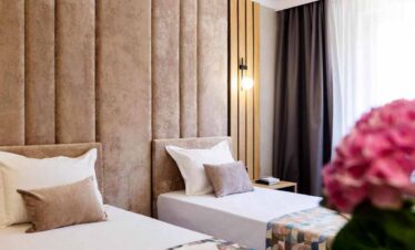 A guest room at the Amar Design Hotel Sofia, Bulgaria.