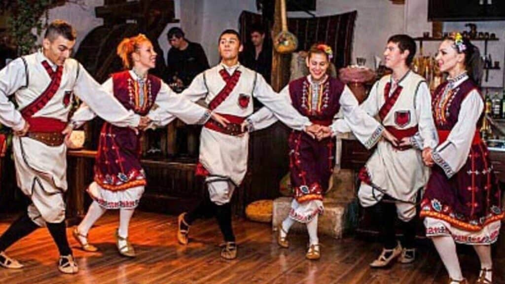 Dancing at a restaurant in Sofia, Bulgaria.
