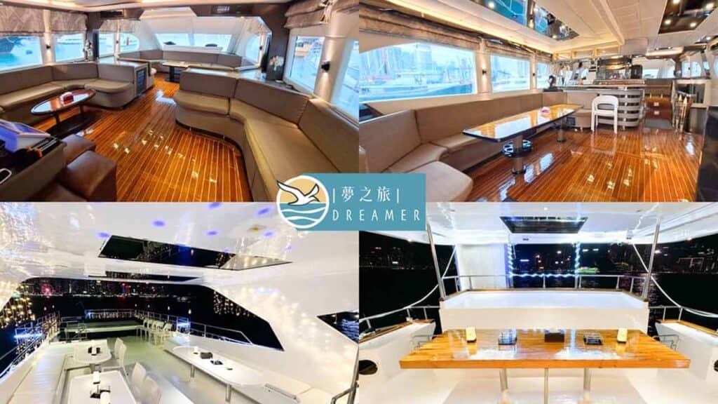 Luxurious yacht lounge featuring panoramic windows, plush seating, and elegant decor for a memorable.