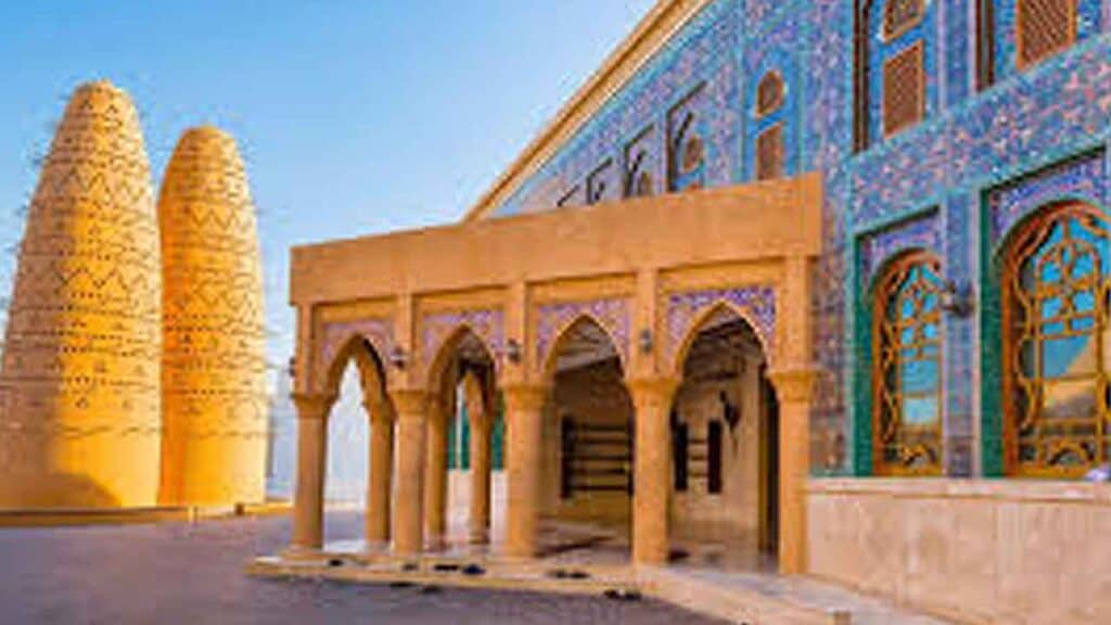 Beautiful view of Dubai's historic architecture with intricate tile work and traditional design elem.