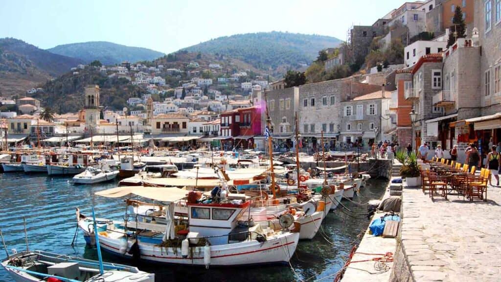 Harbour view with boats and seaside townscape, perfect for holiday relaxation.